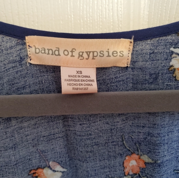 Band of Gypsies blue orange floral boho jumpsuit - Picture 5 of 9